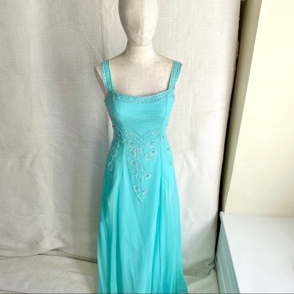 Alyce Paris S/M Silk Chiffon Formal Dress Mint - Picture 8 of 8